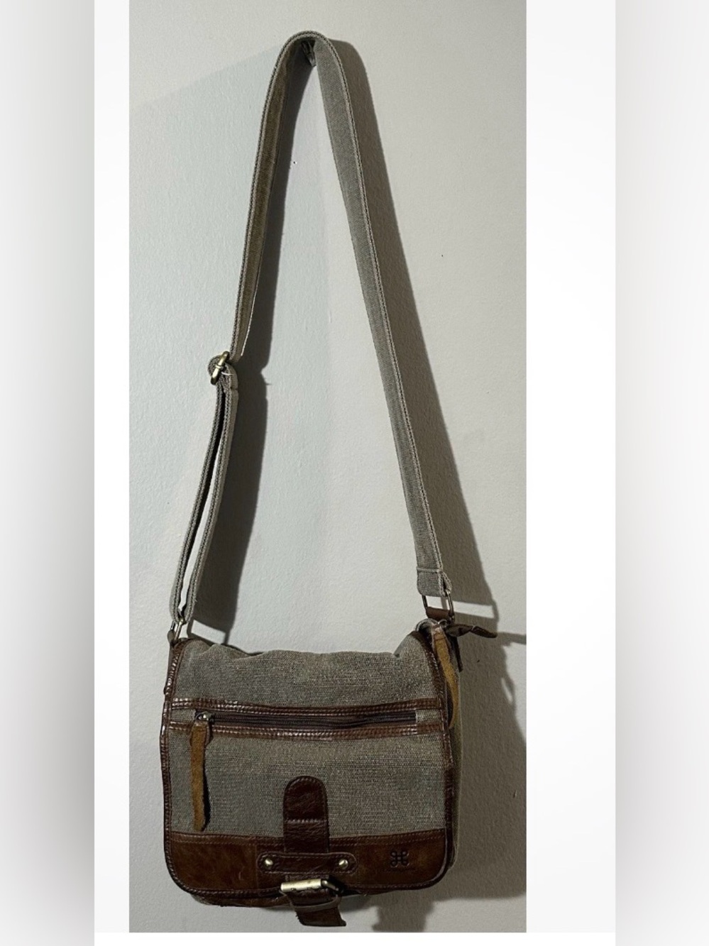 CARRAIG DONN Brown Leather & Canvas Crossbody Purse Shoulder Bag